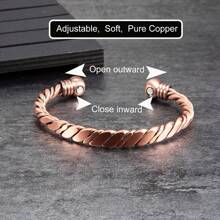 Twisted Pure Copper Magnetic Bracelet Handmade Braided Adjustable Health Energy Bangles Open Cuff Jewelry Women Resizable - Handmade Braided - View 5