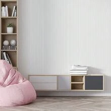 Paper and Wall Self-Adhesive Vinyl Wallpaper Striped Pink Slat Panel Children's Decoration Girl Female Modern Bedroom Living Room - 白色 - 查看 2