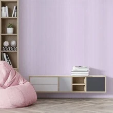 Paper and Wall Self-Adhesive Vinyl Wallpaper Striped Pink Slat Panel Children's Decoration Girl Female Modern Bedroom Living Room - 紫丁香色 - 查看 2