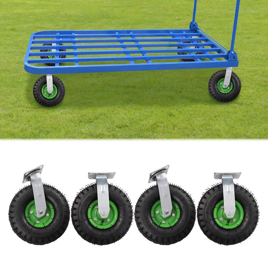 4Pack 10"In Pneumatic Heavy Duty Air Tire Wheels Swivel Locking Farm