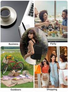 Laptop Backpack For Womens Fits 14/15 Inch Laptop, Fashion Waterproof Lightweight Book Bag For Travel Work Business Teacher Nurse Computer Bag With Computer Compartment, Stylish Ladies & Girls Backpacks Purse, Daypack School Backpack For Girls, - Black - View 5