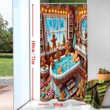 1 tấm rèm tắm Giáng sinh mùa đông kẹo mía bánh gừng màu đỏ xanh lá cây vui nhộn, polyester chống thấm nước có thể giặt bằng máy cho phòng tắm hoặc vòi hoa sen trang trí phòng tắm hoặc phòng tắm với 12 móc trang trí phòng tắm gia đình mùa hè - Nhiều màu - Xem 7
