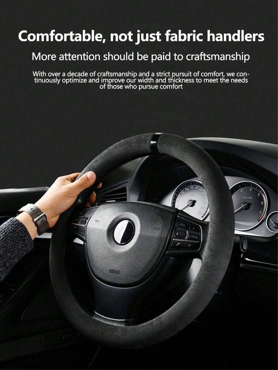 1pc Sheepskin Plush Auto Steering Wheel Cover, Anti-Slip Circular Steering Wheel Protector - one-size - View 1