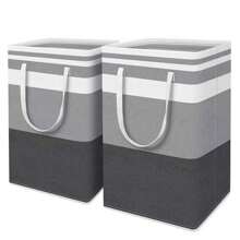 2PCS Large Laundry Basket, 75L Collapsible Tall Clothes Hamper With Extended Handles, For Laundry, Bedroom, Dorm, Towels, Toys