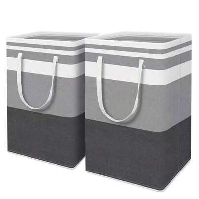 2PCS Large Laundry Basket, 75L Collapsible Tall Clothes Hamper With Extended Handles, For Laundry, Bedroom, Dorm, Towels, Toys