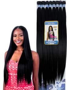 Aplique Cabelo Liso Orgânico Tela 60,65,70 cm Mega Hair Zhang - Preto - Visão 1