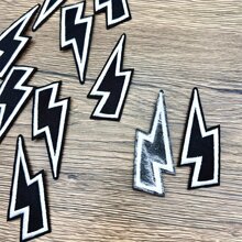 10pcs Lightning Embroidered Cloth Patch, Can Be Sewn Or Ironed, DIyDecorative For Hat, Backpack, Clothes And More, Sewing DecorativeSupplies & Accessories,Iron On Patches,4th Of July,Mother's Day Gift - Black and White - View 4