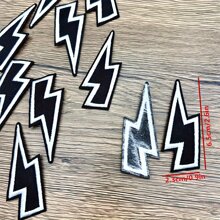 10pcs Lightning Embroidered Cloth Patch, Can Be Sewn Or Ironed, DIyDecorative For Hat, Backpack, Clothes And More, Sewing DecorativeSupplies & Accessories,Iron On Patches,4th Of July,Mother's Day Gift - Black and White - View 2
