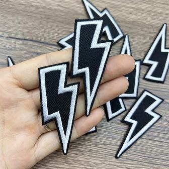 10pcs Lightning Embroidered Cloth Patch, Can Be Sewn Or Ironed, DIyDecorative For Hat, Backpack, Clothes And More, Sewing DecorativeSupplies & Accessories,Iron On Patches,4th Of July,Mother's Day Gift