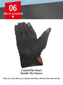 AD 1pair Black & Red Carbon Fiber Full Finger Motorcycle Racing Gloves For Men & Women, All Year Round - Burgundy - View 7