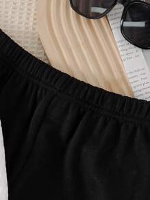 2pcs/Set Young Boy Casual Embroidered Polo Shirt And Pants - Black and White - View 5