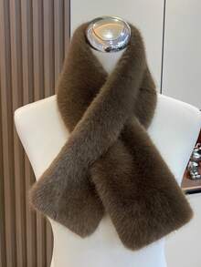 1 Set Of Winter Fluffy Hat & Scarf, Thick Warm Fashion Ear Protection, Elegant Casual, Polyester Material, Fluffy Splicing, Warm, Windproof, Sexy Lady, Autumn/Winter