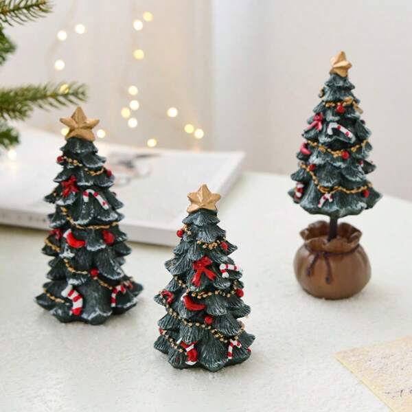 1pc (5.31*2.56in)Christmas Resin Mini Christmas Tree Tabletop Ornament, A Small Desktop Ornament And Christmas Gift, Christmas Decoration. Suitable For Placement On Tabletops In Living Rooms, Bedrooms, Kitchens, Study Rooms, Etc. Birthday Home Decor Christmas Decorations Room Decor