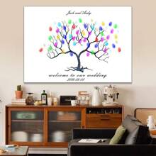 1 Stück Kreative Fingerabdruck DIY Finger Malerei Hochzeitsfeier Firmen Jahrestreffen personalisierter Fingerabdruck Anmeldung Baum, erhöht den Spaß, dekorative Malerei, Wohnzimmer, Schlafzimmer, Dekorationsposter, denkwürdig, bedeutungsvoll, Leinwand, ohne Rahmen, Valentinstag, Valentinstag Dekoration, Multifunktional, schimmelresistent, ornamental, exquisit, stilvolle, ideale Geschenke für sie, ihn, Freund, Freundin, Vater, Mutter, Familie, Freunde, Küche, Esszimmer, Schlafzimmer, Büro, Wohnzimmer, Zuhause, Garten, Teeraum, für Jahrestage, für Geburtstage, für Einweihung, für Abschluss, Weihnachtsdekoration, Herbst Zuhause Auffrischung, skandinavisch gemütliches Zuhause, warme Atmosphäre