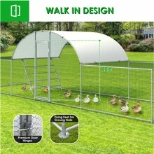 Pirecart Large Metal Chicken Coop, 23FT Poultry Cage Walk-In Hen House With Waterproof Cover, Galvanized Chicken Playpen Small Animal Cage With Lockable Door For Outdoor Backyard, Farm - Bạc - Xem 7