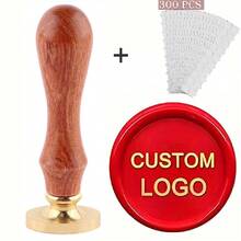 1 个带木柄的个性化蜡封印章 + 300 个粘性蜡封贴纸定制蜡封印章用于手工制作、信封、礼品包装毕业礼物和婚礼请柬 - 彩色 - 查看 4