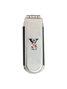 1 pièce Miroir de maquillage et de cheveux 2-en-1 pliable - Portable, de table, lettres noires fleuries A-Z, outil de beauté contemporain pour voyager. Peigne pliant avec miroir de maquillage, facile à transporter, parfait pour les voyages, les sorties, l'utilisation. Peigne à coussin d'air double usage, accessoire de massage du cuir chevelu, produit de voyage, fournitures scolaires, accessoires de vacances essentiels - Argent - Voir 15