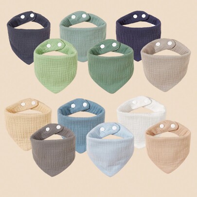 5pcs Pack Baby Bibs, Soft Adjustable Triangle Shape, Stain Resistant & Easy To Clean, Unisex For Infant Boys And Girls