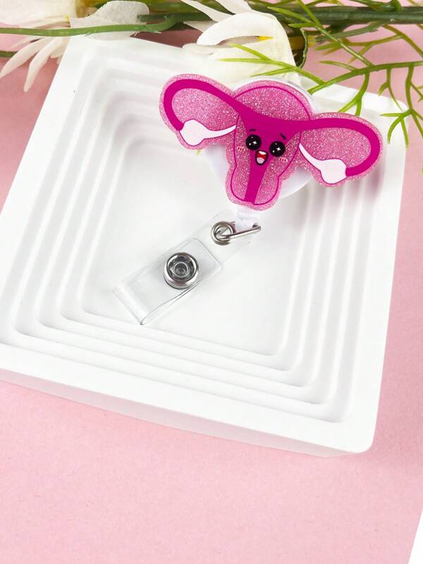 1pc Organ Uterus Retractable Badge Reel,Name Badge Holder With ID Clip For Nurse Doctor Student Volunteer Employee Back To School