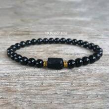 Pulseira de turmalina negra bruta, 1 peça, proteção poderosa, aterramento, equilíbrio emocional, pulseira feminina de contas de 6 mm