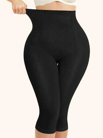 Solid Color Seamless High-Waist Shapewear Capri Leggings