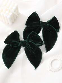 2 piezas Pinzas de pelo con moño de terciopelo a cuadros lindos y accesorios para niñas - Leyenda navideña roja y verde (2 paquetes) de vuelta al colegio - Multicolor - Ver 11