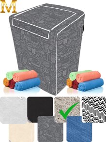 Washing Machine Cover With Top Opening Zipper Protector Samsung Brastemp Consul Eletrolux Continental - Brown Striped M - View 1
