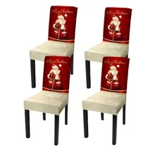 4/6 件套圣诞老人圣诞装饰椅套、节日餐椅椅套、弹力印花圣诞椅套 - Christmas 48 - 查看 9