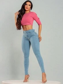 Women's Super Skinny Shaping Pants Lift Shapes Butt - 淺藍色 - 查看 5