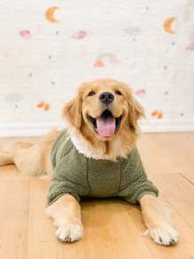 1 件厚羊毛连帽运动衫外套，保暖防风，适合中型/大型犬，秋冬季