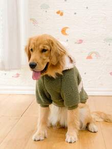 1 件厚羊毛连帽运动衫外套，保暖防风，适合中型/大型犬，秋冬季