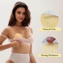 Snowy Sticky Inserts, Snowy Inserts Bra, Instant Boost Sticky Inserts By Snowy, Snowy Care Sticky Inserts, Double Sided Adhesive Bra Cup, Push Up, Waterproof - 杏色 - 查看 2