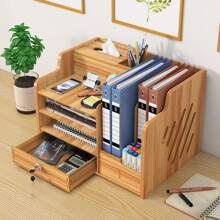 Wooden Office Desk Files Cabinet Pen Pencil Storage Holder Organizer Drawer With Lock - Yellow - View 4