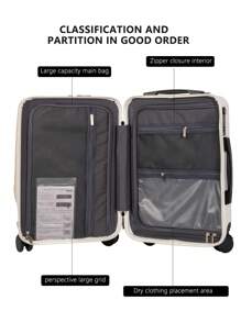 USB 充电端口前盖手提行李电脑拉杆箱定制 20 英寸行李箱登机箱旅行学校假期蜜月假期出国留学毕业假期必备旅行配件礼物的理想选择男士女士男孩女孩学生情侣书包学校配件学校用品 - 白色 - 查看 6