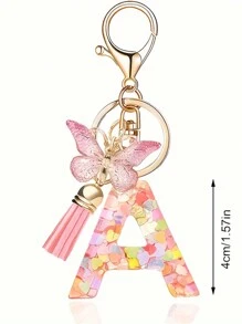 1pc Monograma Letra Inicial Chaveiro Bonito Borboleta Chaveiro Anel Para Carteira Bolsa Fone De Ouvido Estojo Presente Chaveiro Acessórios Pequenos Presentes Y2K