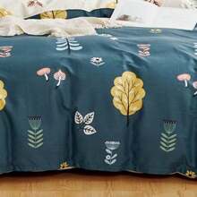 1set Minimalist INS Style Fresh Italian Leaves Pattern Bedding Set, High-Grade Versatile For Four Seasons - Dark Green Beige - View 3