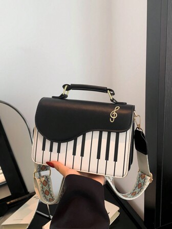 New Fashion Piano Design Women Handbag, Versatile And Shoulder & Crossbody Bag For Work, Travel And Commute