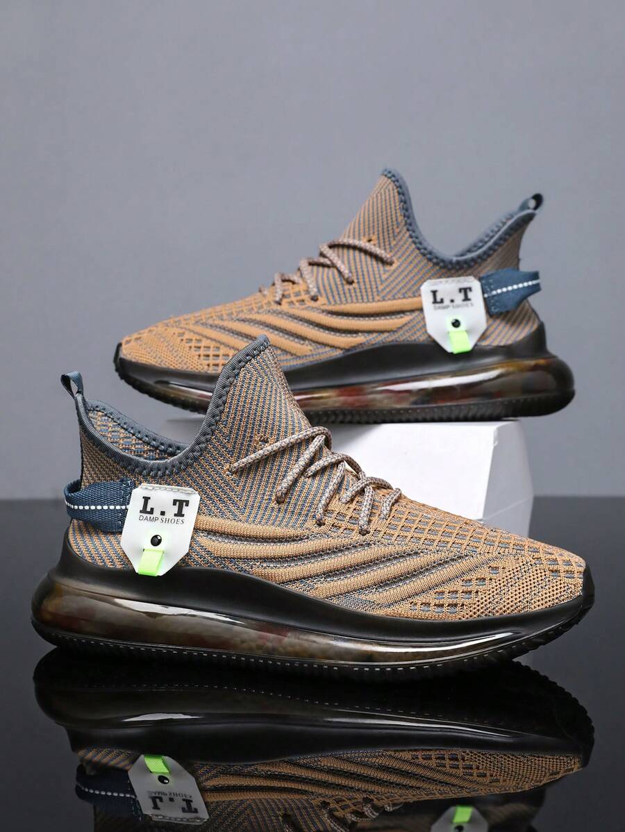 Giày thể thao dệt kim thoáng khí, chống trượt, chống sốc thời trang nam, thích hợp cho tập thể dục, tập gym, chạy bộ, đi bộ, thể thao ngoài trời, thường phục mùa hè cho thanh thiếu niên, thể thao ngoài trời, du lịch nghỉ dưỡng, quà tặng tốt nghiệp, phụ kiện váy sinh nhật - màu nâu - Xem 1