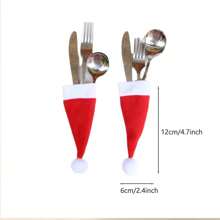 10 đồ trang trí Giáng sinh, mũ ông già Noel, mũ không dệt, mũ Giáng sinh, bộ đồ ăn, đồ trang trí chai rượu Giáng sinh, thích hợp cho tiệc Giáng sinh, tiệc năm mới và các buổi tụ họp - Đỏ - Xem 7