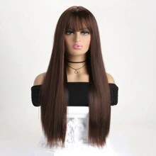 26 Inch Women's Fashion Natural Straight Synthetic Fiber Wig With Air Bangs, Suitable For Daily Wear, Holidays, Nightclubs, Masquerade, Halloween Costumes, Parties, Anime Cosplay - Multicolor - View 14