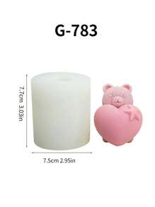1 Khuôn nến hình gấu cho ngày lễ tình nhân, Khuôn silicon trang trí hình động vật dễ thương, Dụng cụ làm nến DIY, Khuôn tượng thạch cao - trắng - Xem 10