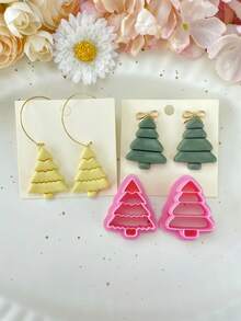 1 cái/4 cái Cây thông Noel Cây thông Noel dập nổi Đất sét Polymer ngày lễ Cây thông Noel dập nổi Đinh tán Giáng sinh - Cây thông Noel số 2 - Xem 4