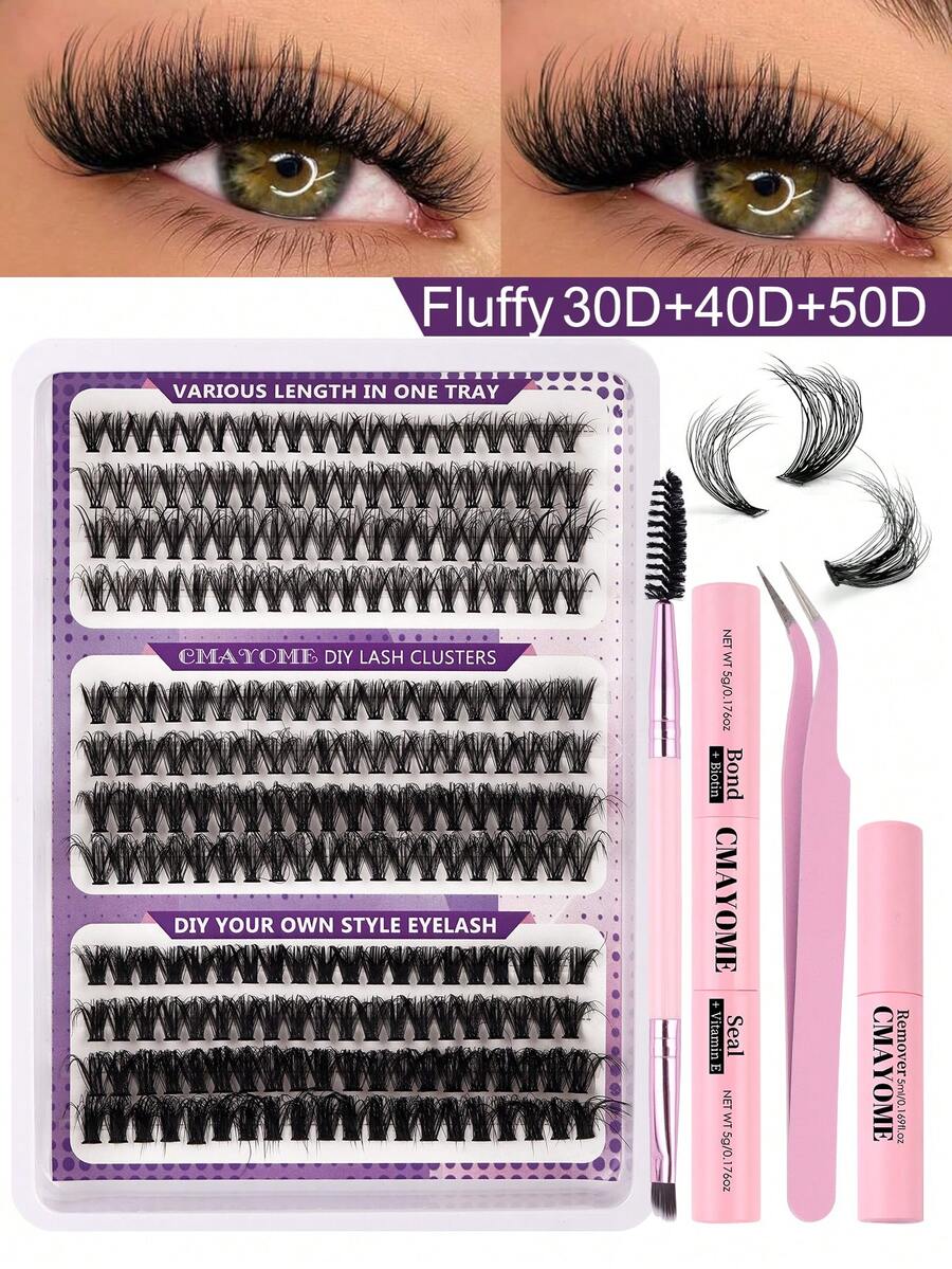 240 Cụm 30D 40D 50D Lông mi giả lai cho mục đích sử dụng hàng ngày Lông mi giả tự dính, dày, trông tự nhiên, có thể uốn cong theo hình chữ D, có thể sử dụng nhiều lần, dễ sử dụng Bao gồm cọ chải mi, nhíp, keo hai đầu, nước tẩy trang mi - Nhiều màu - Xem 1