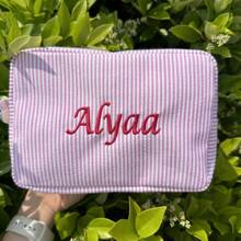 Personalized Bubble Voile Embroidered Cosmetic Bag/Toiletry Pouch With Name, Suitable For Festival Gift, Travel, Friends, Family, Christmas, Party, New Year