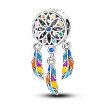 1 PCS S925 Sterling Silver Charm Bohemian Dreamcatcher Net Beads Lucky Wish Bead Pendant Suitable For Bracelet Necklace DIY Fine Jewelry Making Pendant Gift For Women - Multicolor - View 1