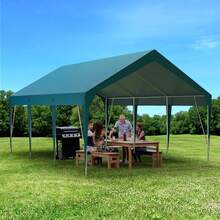 10'x20' 12'x20' 13'x20' Heavy Duty Carport Portable Garage Waterproof UV Protected Car Canopy For Cars, Boats And Storage - Dark Green - View 9