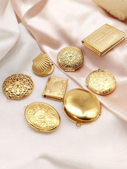 1 peça estilo boho pingente de medalhão de coração de aço inoxidável, design floral vintage em relevo, acessório de joia de pingente de colar criativo faça você mesmo