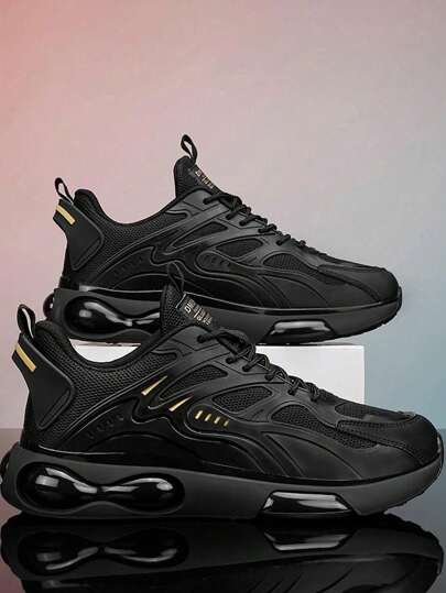 Zapatillas deportivas transpirables de malla para Hombres, Tenis Deportivos Hombre ,Zapatos Casuales con Suela Gruesa negra, Antideslizantes y Duraderos, Zapatos cómodos para correr al aire Libre ,Tenis caballeros, Tenis Negros para Hombre