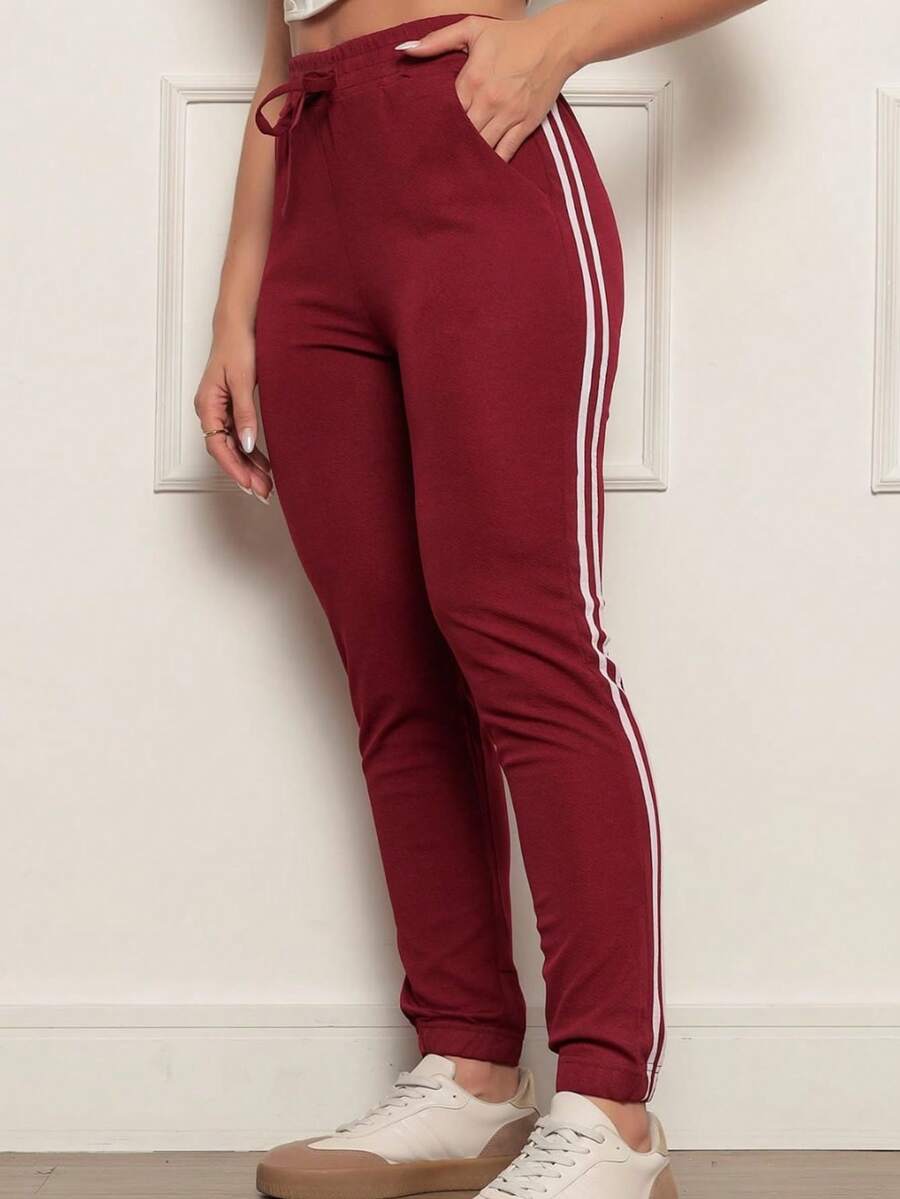 Women's Jogger Pants Crepe Mesh Teen Age-Youth Sports Pants Ideal For Students - Màu Đỏ Sâu - Xem 1