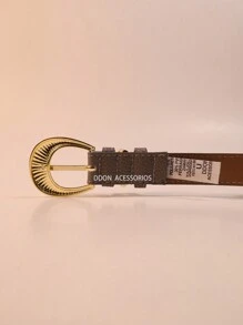 Women's Casual Retro Synthetic Leather Floater Belt With Gold Buckle - Xám - Xem 4